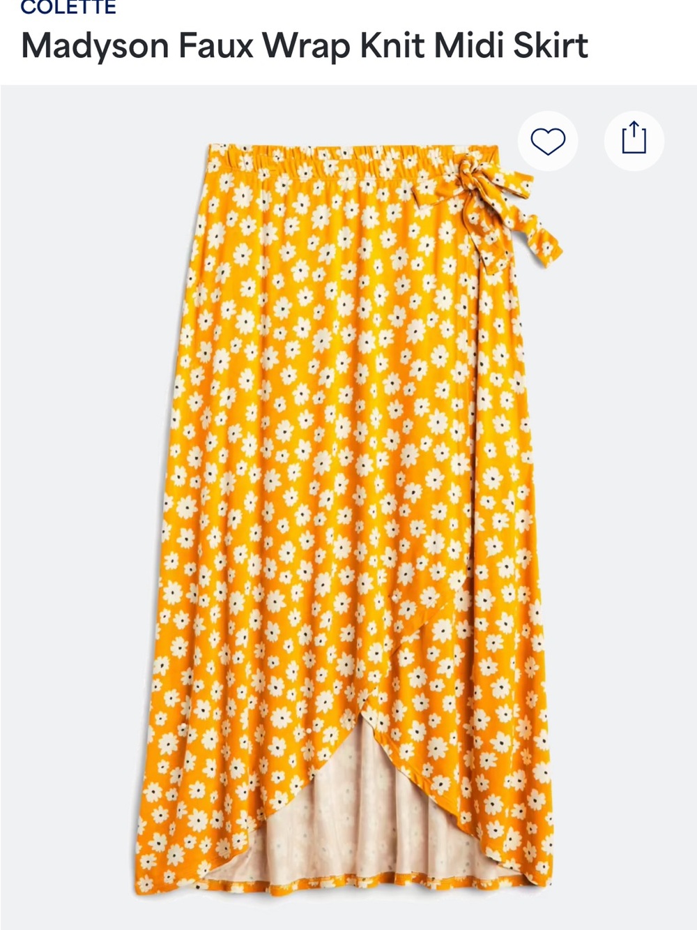Madyson Faux Wrap Knit Midi Skirt - Yellow Floral
